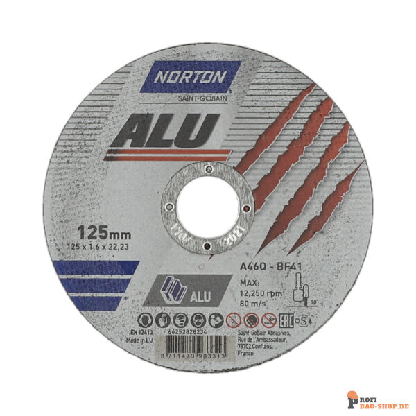 nortonschleifmittel/NORTON_schleifmittel_66252828234 Flat cutting off wheel Angle Grinder Norton ALU 125x1.6x22_23mm_146128